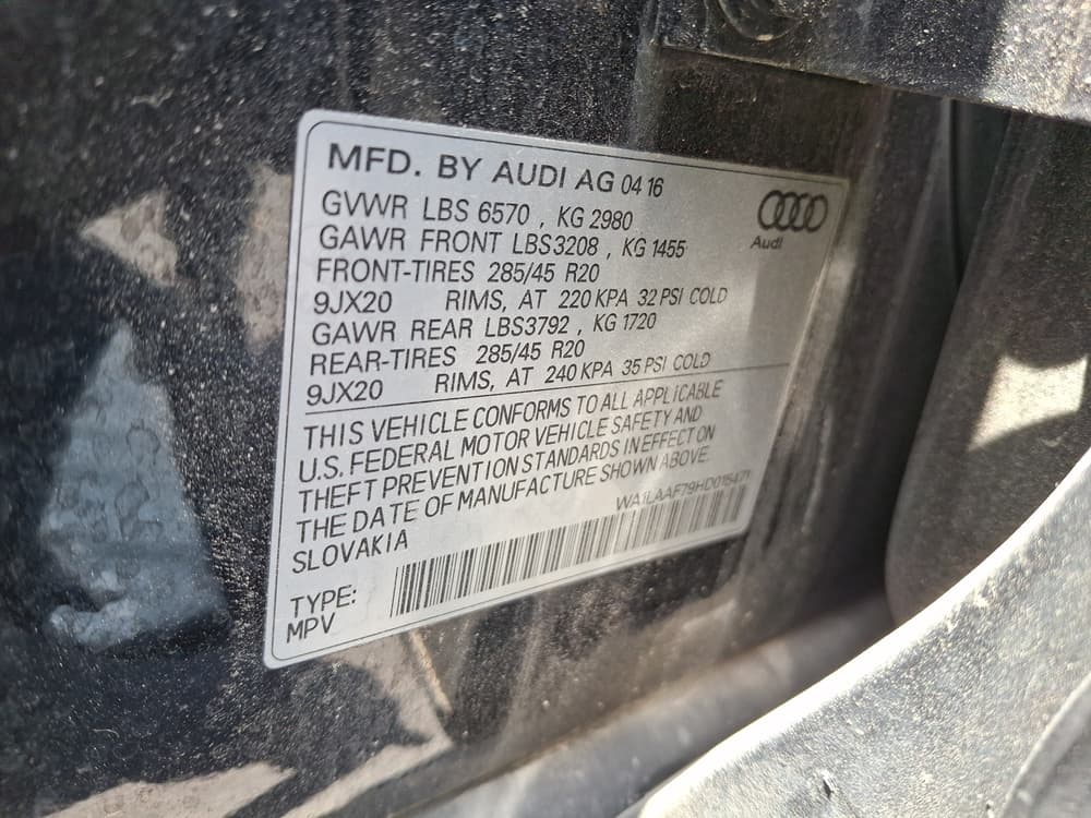 AUDI Q7, 2017 (2016) — На складі